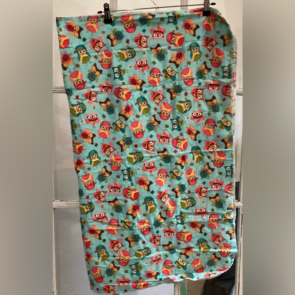 Lot Of 2 Flannel Receiving Blankets Monkeys/Owls Handmade